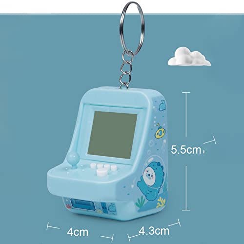 Altsuceser Micro Player Mini Arcade Machine with Keychain, 26 Classic Game Modes Support Music Mini Building Block Game Console for Children Blue