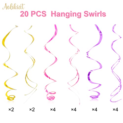 AOBKIAT Butterfly Baby Girl Birthday Decorations,30-Pieces Hanging Swirls Streamers Decorations with Real Glitter for Baby Shower,Wedding,Room Wall Decor,Spring Summer Garden Party