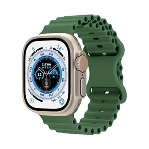 tcaraersing ocean silicone sport band elastic press nail buckle strap wristband replacement compatible with apple watch iwatch ultra series 8 7 6 5 4 3 2 1 se 49mm 45mm 44mm 42mm men women alfalfa green
