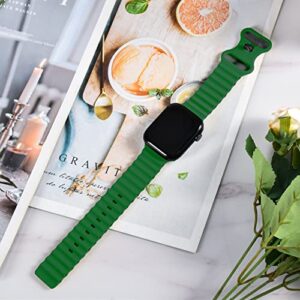 Tcaraersing Ocean Silicone Sport Band Elastic Press Nail Buckle Strap Wristband Replacement Compatible with Apple Watch iwatch Ultra Series 8 7 6 5 4 3 2 1 SE 49mm 45mm 44mm 42mm Men Women Alfalfa Green