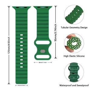 Tcaraersing Ocean Silicone Sport Band Elastic Press Nail Buckle Strap Wristband Replacement Compatible with Apple Watch iwatch Ultra Series 8 7 6 5 4 3 2 1 SE 49mm 45mm 44mm 42mm Men Women Alfalfa Green