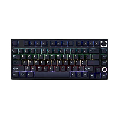 KEYMECHER 75% Mechanical Keyboard, RGB Backlit Hotswap Wireless Keyboard Support Bluetooth, 2.4G and Wire Connection, Mechanical Gaming Keyboard with Ganss Silver Switches, PBT Keycaps and Volume Knob