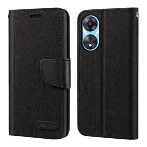 shantime for oppo a58x 5g case, oxford leather wallet case with soft tpu back cover magnet flip case for oppo a78 5g (6.56”) black