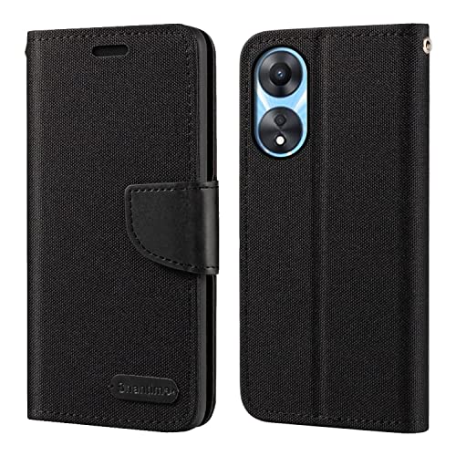 Shantime for Oppo A58X 5G Case, Oxford Leather Wallet Case with Soft TPU Back Cover Magnet Flip Case for Oppo A78 5G (6.56”) Black