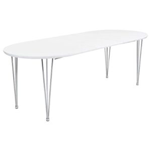 coaster home furnishings heather oval dining table with hairpin legs matte white and chrome
