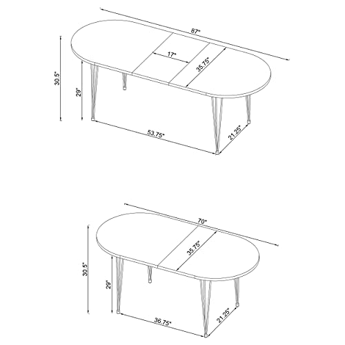 Coaster Home Furnishings Heather Oval Dining Table with Hairpin Legs Matte White and Chrome