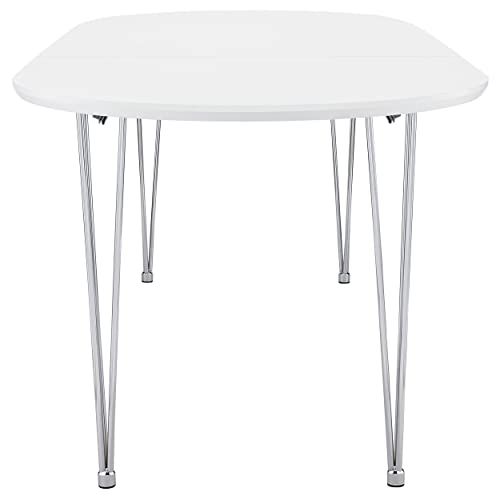 Coaster Home Furnishings Heather Oval Dining Table with Hairpin Legs Matte White and Chrome