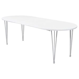 Coaster Home Furnishings Heather Oval Dining Table with Hairpin Legs Matte White and Chrome