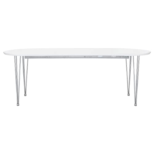 Coaster Home Furnishings Heather Oval Dining Table with Hairpin Legs Matte White and Chrome