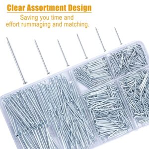 KURUI 700pcs Hardware Nails for Hanging Pictures Assorted Kit, Up to 2"-Long Picture Hanging Nails for Wall Drywall Wood, 6 Sizes Nails Assortment Kit, 640 Frame Nails and 60 Small Finishing Nails