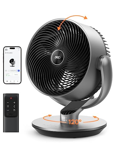 Dreo Smart Fans for Bedroom, 11 Inch, 25dB Quiet DC Room Fan with Remote, 120°+90° Oscillating Fan, 6 Modes, 9 Speeds, 12H Timer,Works Alexa/Google/WiFi/Voice Control, Silver, Oversize (DR-HAF004S)