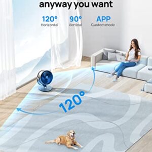 Dreo Smart Fans for Bedroom, 11 Inch, 25dB Quiet DC Room Fan with Remote, 120°+90° Oscillating Fan, 6 Modes, 9 Speeds, 12H Timer,Works Alexa/Google/WiFi/Voice Control, Silver, Oversize (DR-HAF004S)