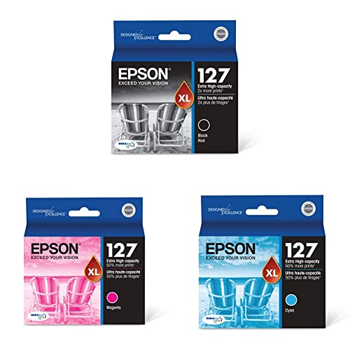 Epson T127 DURABrite Ultra Ink Standard Capacity Black Cartridge (T127120-S) for Select Stylus and Workforce Printers & Epson DURABrite Ultra 127 Extra High & Epson DURABrite Ultra 127 Extra