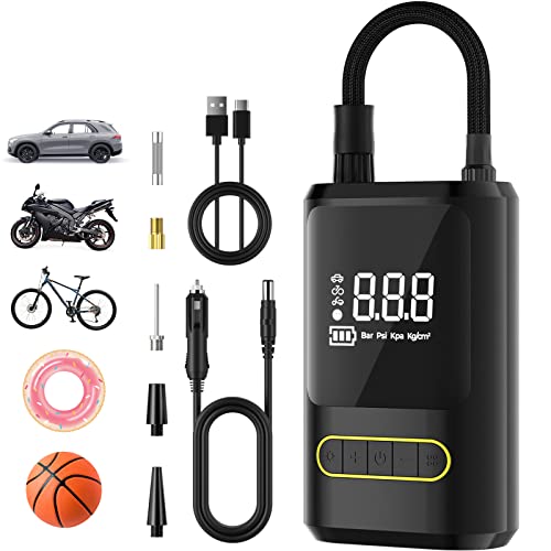 Oasser Tire Inflator Portable Air Compressor, Cordless Air Pump for Car Tires & 12V DC Dual Power Electric Tire Pump, Motorcycle Ball Bike Tire Pump, Car Accessories (150PSI)