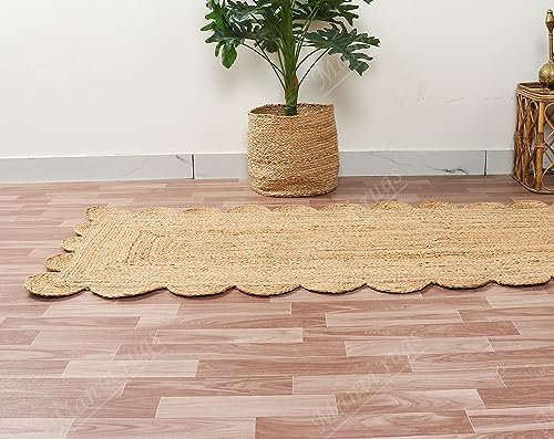 2x3, 2x4, 2x5,2x6 Ft. Natural Jute Scalloped Rug, Bohemian Scallop Rug, Natural Jute Rug, Boho Decor Rug, Area Rug, Handwoven Jute Rug, Custom Rug, Decorative Rug (2x4 Ft. Area Rug)