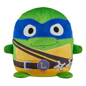 mattel teenage mutant ninja turtles: mutant mayhem plush toys cuutopia, 10 inch rounded leonardo kawaii-style plush, blue masked leo collectible
