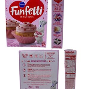 The ULTIMATE Valentine's Day Baking Bundle Set Featuring Pillsbury Funfetti Vanilla Cake Mix, Pillsbury Funfetti Vanilla Frosting with Sprinkles, Pillsbury Funfetti Brownie Mix, Kiss Lips and Happy Valentine's Day Cupcake Liners and Heart Shaped Measuring