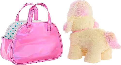 Barbie Stuffed Animals, Hairdresser Poodle with Themed Purse Playset and 6 Accessories, Plush with Lights and Sounds, Salon Pet Adventure