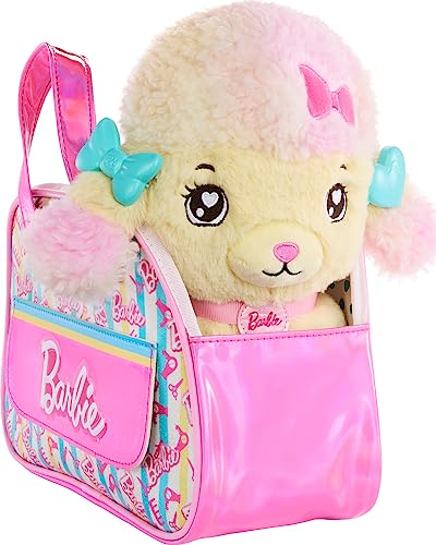 Barbie Stuffed Animals, Hairdresser Poodle with Themed Purse Playset and 6 Accessories, Plush with Lights and Sounds, Salon Pet Adventure