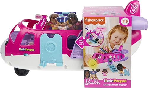 Fisher-Price Little People Barbie Toddler Toy Little Dream Plane with Lights Music & Figures for Pretend Play Ages 18+ Months