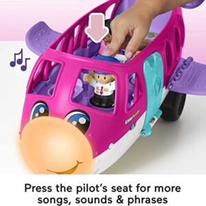 Fisher-Price Little People Barbie Toddler Toy Little Dream Plane with Lights Music & Figures for Pretend Play Ages 18+ Months