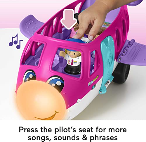 Fisher-Price Little People Barbie Toddler Toy Little Dream Plane with Lights Music & Figures for Pretend Play Ages 18+ Months