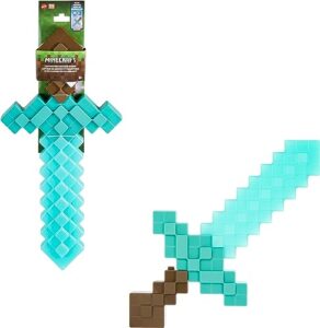 mattel minecraft toys, enchanted diamond sword with lights & sounds, role-play gift for kids