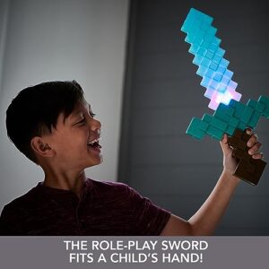 Mattel Minecraft Toys, Enchanted Diamond Sword with Lights & Sounds, Role-Play Gift for Kids