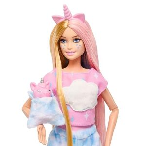 Barbie Cutie Reveal Gift Set with 2 Dolls & 2 Pets, Cozy Cute Tees Slumber Party with 35+ Surprises, Color Change & Costume Sleeping Bags