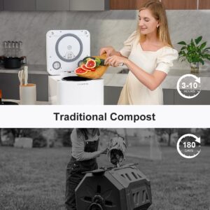 CROWNFUL Smart Waste Kitchen Composter with 3.3L Capacity, Turning Food Waste to Compost, Electric Compost Bin, Compost Machine Odorless for Countertop, Counter, Indoor, Food Cycler Composter, White