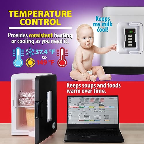 Koozam Mini Portable Compact Fridge and Warmer - For Desk home or travel Keep Your Drinks and Snacks Cosmetics and Skin Care Fresh Anywhere You Go - With Display Controller