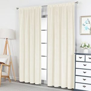 VANASEE Velvet Curtains for Bedroom Ivory 5284 inch Soft Blackout Thermal Insulated Curtains Window Treatment for Bedroom