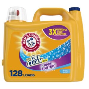 arm & hammer plus oxiclean odor blasters fresh burst, 128 loads liquid laundry detergent, 166.5 fl oz