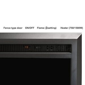 23 inch Western Electric Fireplace Insert, Heater, Recessed Mounted with Fire Crackling Sound, Remote Control, 750/1500W, Black