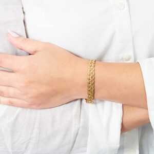 Barzel 18K Gold Plated Strand Braided Herringbone Mesh Bracelet - Made In Brazil