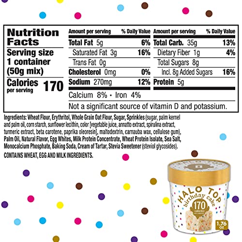 Halo Top Single Serving Birthday Cake Light Cake Mix, 1.76 oz.