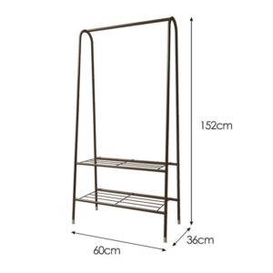 TJLSS Metal Coat Rack Floor Standing Drying Rail Simple Storage Shelf Folding Indoor Balcony Clothes Hanger Rack