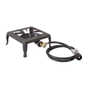 stansport single burner cast iron stove with regulator hose (208-100)