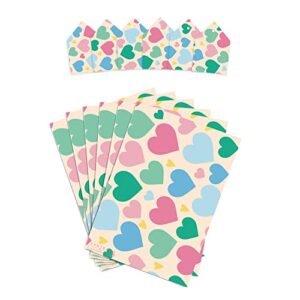 CENTRAL 23 Happy Birthday Wrapping Paper - 6 Sheets Heart Gift Wrap For Girls - Giftwrap For Anniversary Valentines - For Men And Women - Pink Green - Comes With Fun Stickers