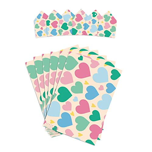 CENTRAL 23 Happy Birthday Wrapping Paper - 6 Sheets Heart Gift Wrap For Girls - Giftwrap For Anniversary Valentines - For Men And Women - Pink Green - Comes With Fun Stickers