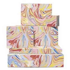 central 23 marble wrapping paper for women men - 6 thick gift wrap sheet - pastel colors - wrapping paper for birthday bridal shower anniversary - comes with fun stickers