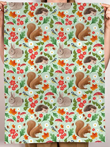 CENTRAL 23 Woodland Creatures Wrapping Paper - 6 Sheets Thick Gift Wrap For Birthday - Baby Shower Wrapping Paper Girl Or Boy - Comes With Fun Stickers