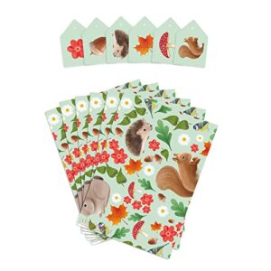 CENTRAL 23 Woodland Creatures Wrapping Paper - 6 Sheets Thick Gift Wrap For Birthday - Baby Shower Wrapping Paper Girl Or Boy - Comes With Fun Stickers