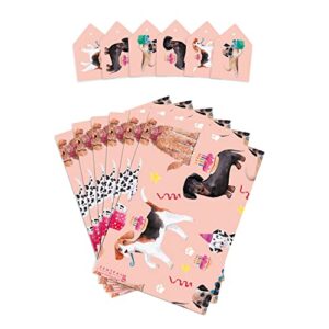 CENTRAL 23 Dog Wrapping Paper - 6 Sheets Pink Gift Wrap - Dogs Cake Party Pets - Birthday Gift Wrap For Fur Mom Or Dog Dad - Comes With Cute Stickers