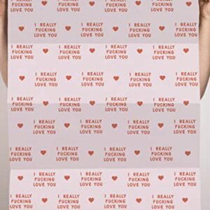 CENTRAL 23 I Love You Wrapping Paper - Funny Wrapping Paper - 6 Sheets Assorted Gift Wrap - Wedding Anniversary Valentines - For Men Women - Husband Wife - Comes With Fun Stickers