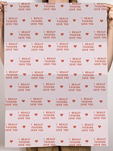 CENTRAL 23 I Love You Wrapping Paper - Funny Wrapping Paper - 6 Sheets Assorted Gift Wrap - Wedding Anniversary Valentines - For Men Women - Husband Wife - Comes With Fun Stickers
