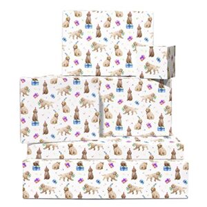 central 23 birthday gift wrap - dog wrapping paper - 6 sheets funny gift wrap for men and women - cockapoo birthday party - for fur mom or dog dad - vegan ink - comes with cute stickers