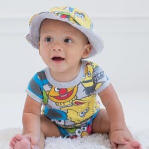 Sesame Street Bert and Ernie Oscar the Grouch Big Bird Infant Baby Boys Romper and Hat Gray 12 Months