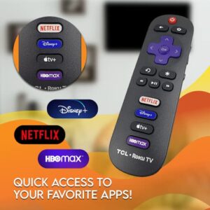 Ceybo OEM 21001-00071 Remote Control for TCL Roku TV Includes Netflix, Disney+, Apple TV & HBOMax Shortcuts 32S327, 32S335, 43S433, 43S435, 50S435, 55S435, 65S435