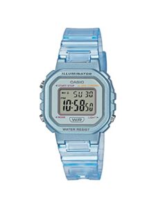 casio illuminator alarm chronograph clear blue digital watch la-20whs-2a